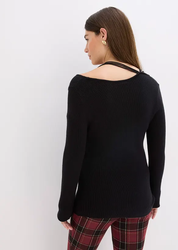 Pull en fine maille à décolleté plongeant, bonprix
