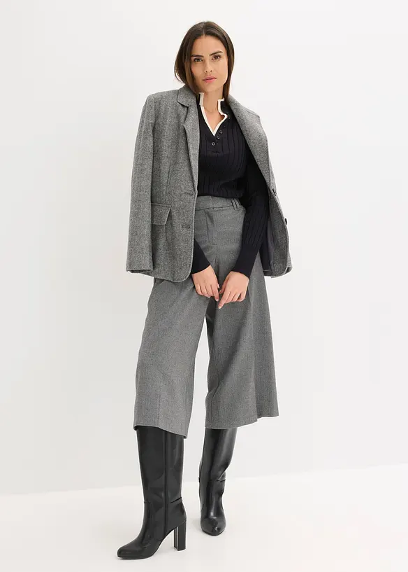 Pull côtelé effet superposé, viscose majoritaire, bonprix