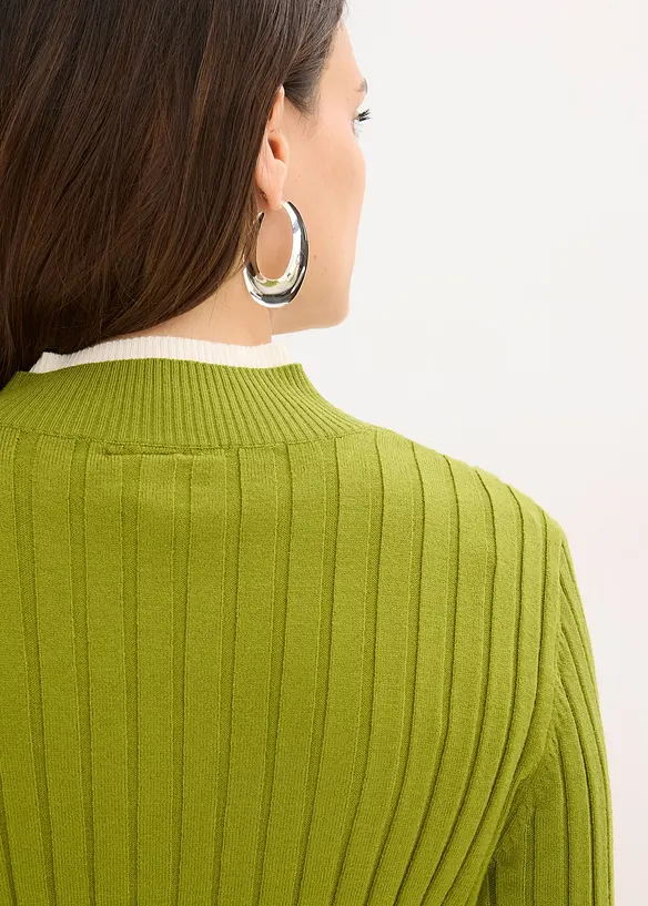 Pull côtelé effet superposé, viscose majoritaire, bonprix