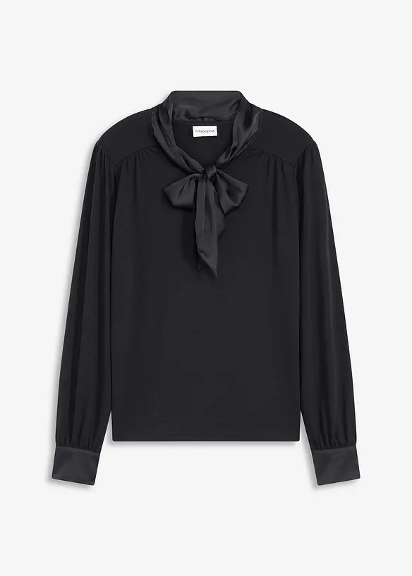 T-shirt &agrave; lavalli&egrave;re en satin, bonprix