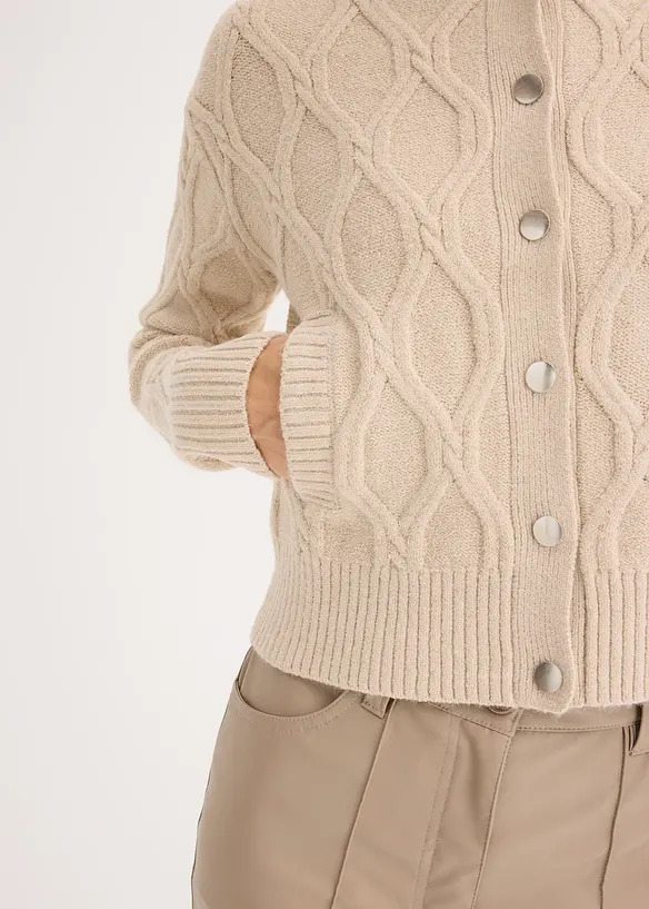 Veste bomber en maille torsadée avec laine, bonprix