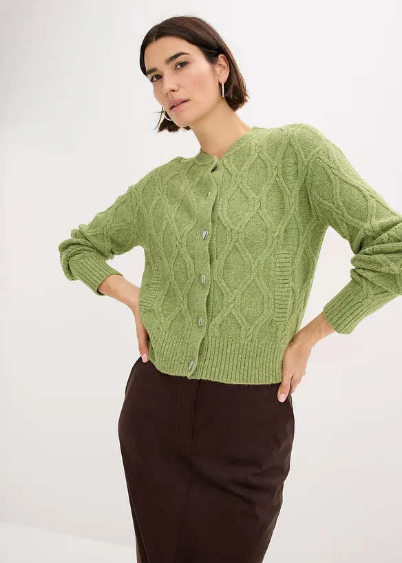 Veste bomber en maille torsadée avec laine, bonprix