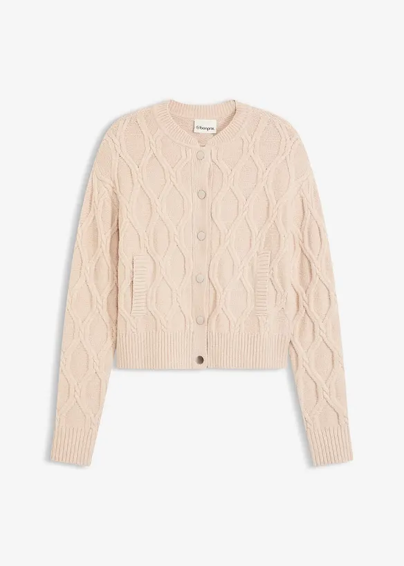 Veste bomber en maille torsadée avec laine, bonprix