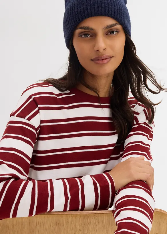 T-shirt manches longues oversize 100% coton, bonprix