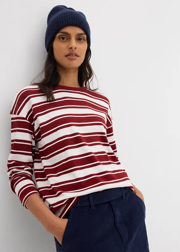 T-shirt manches longues oversize 100% coton, bonprix