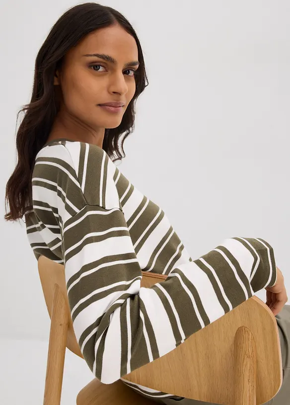 T-shirt manches longues oversize 100% coton, bonprix