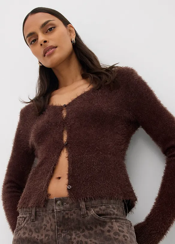 Pantalon large en twill imprimé léopard, bonprix