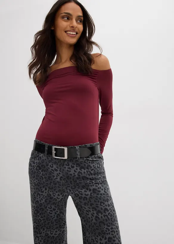 Pantalon large en twill imprimé léopard, bonprix