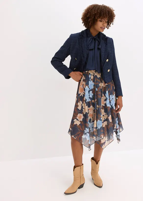 Jupe midi asymétrique en mousseline, bonprix