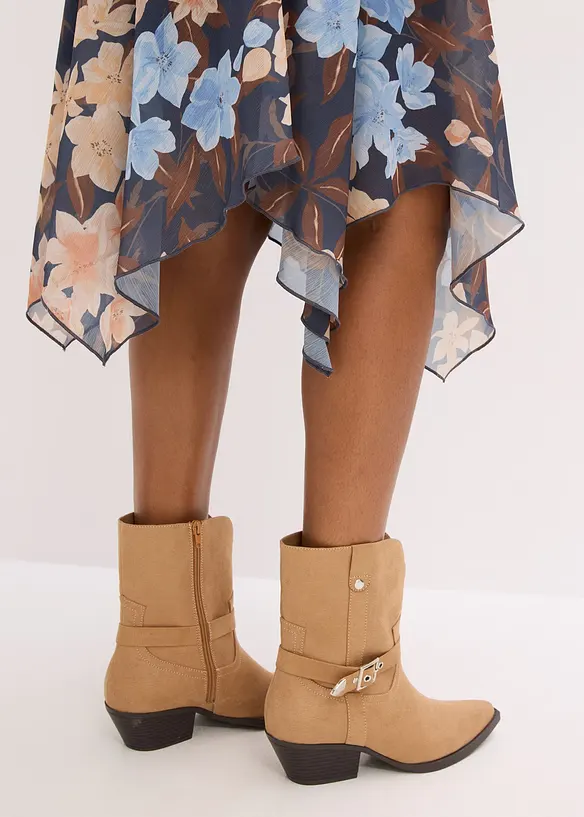 Jupe midi asymétrique en mousseline, bonprix