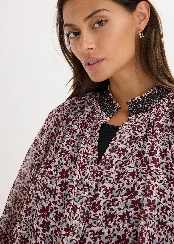 Chemisier en voile imprimé avec broderies, bonprix