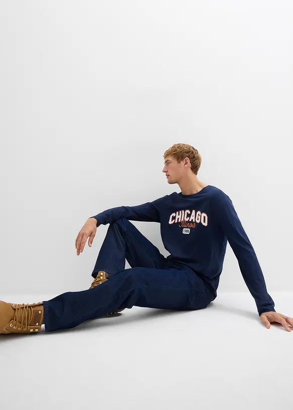 Lot de 2 T-shirts manches longues 100% coton, bonprix