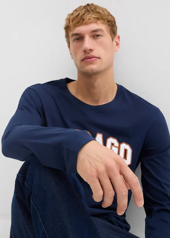 Lot de 2 T-shirts manches longues 100% coton, bonprix