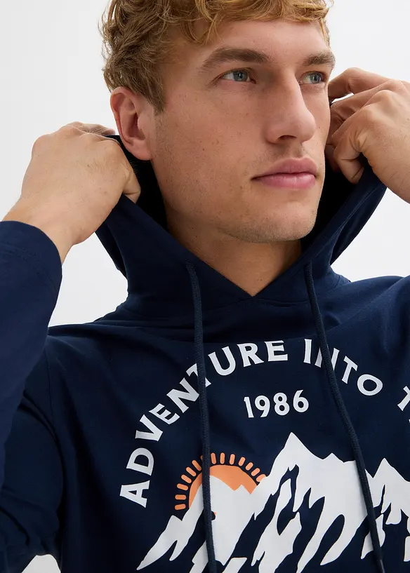 T-shirt manches longues à capuche 100% coton, bonprix