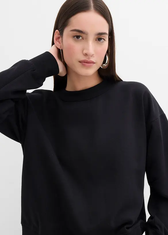 Sweat-shirt en coton &agrave; large col c&ocirc;tel&eacute;, bonprix