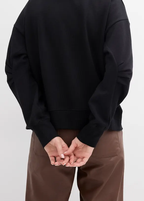 Sweat-shirt en coton &agrave; large col c&ocirc;tel&eacute;, bonprix