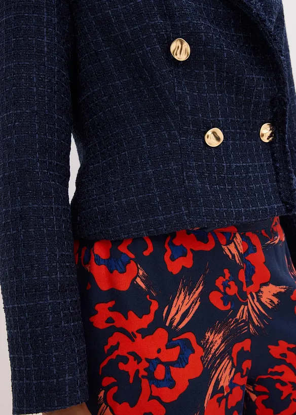 Blazer en maille bouclette à boutons décoratifs, bonprix