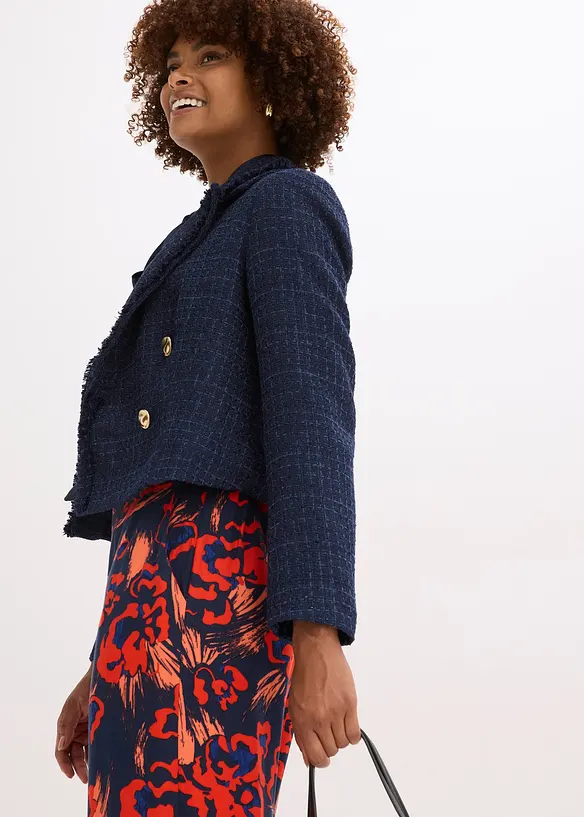 Blazer en maille bouclette à boutons décoratifs, bonprix