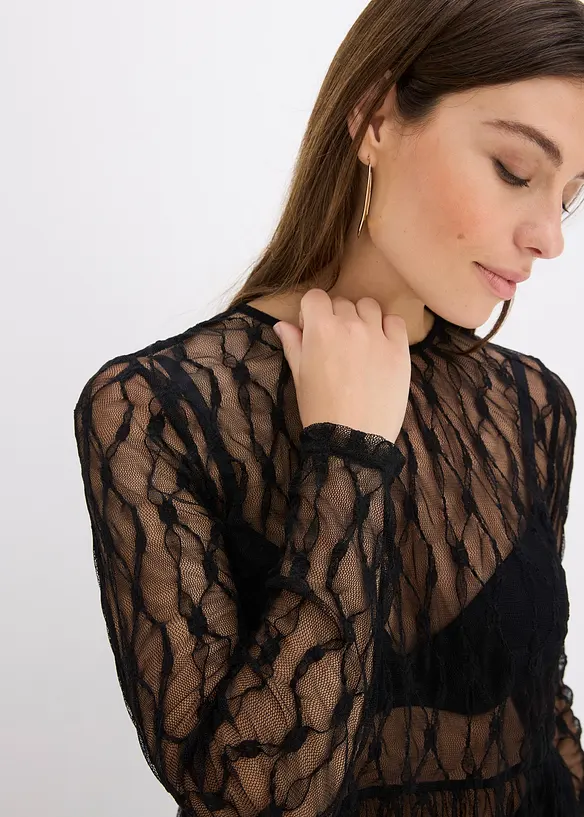 T-shirt manches longues en dentelle, bonprix