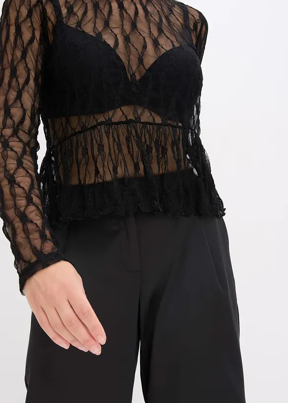 T-shirt manches longues en dentelle, bonprix