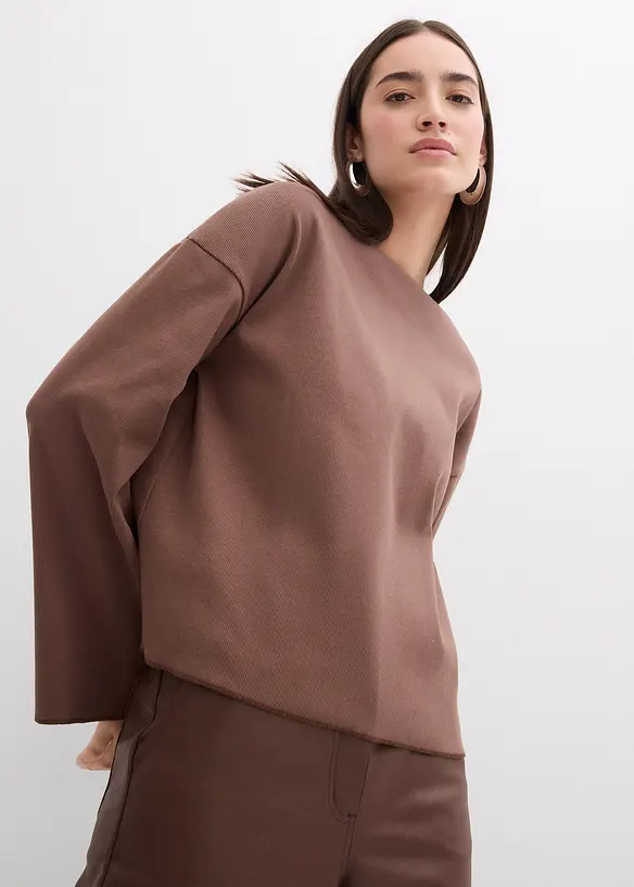 T-shirt manches longues côtelé, bonprix