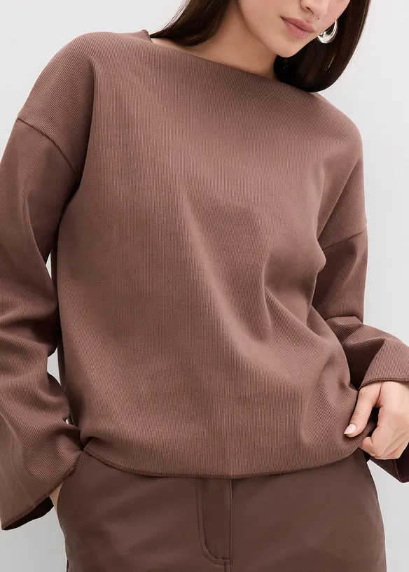 T-shirt manches longues côtelé, bonprix