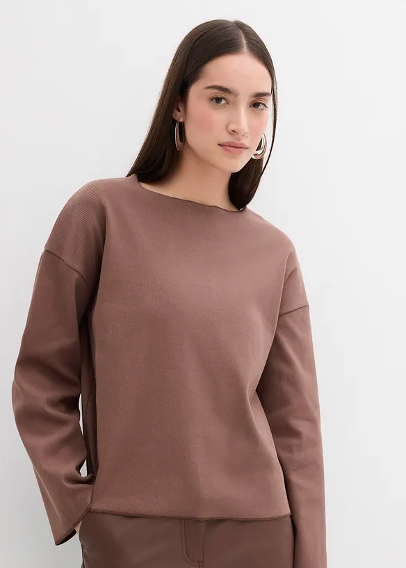 T-shirt manches longues côtelé, bonprix