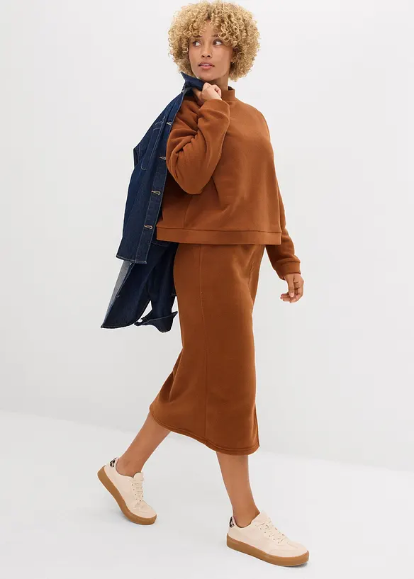 Jupe midi en polaire, bonprix