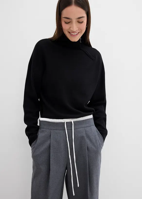 Pantalon large en viscose mélangée, bonprix