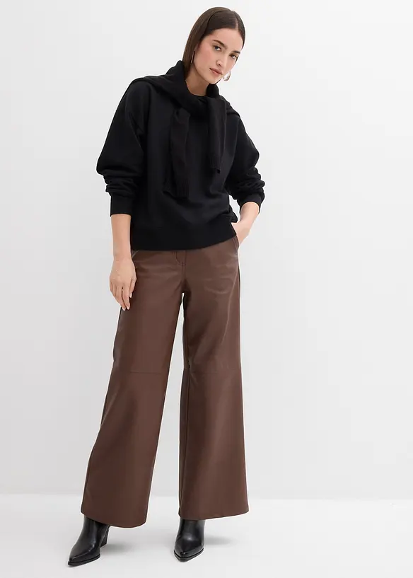 Sweat-shirt en coton &agrave; large col c&ocirc;tel&eacute;, bonprix