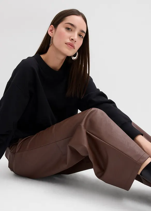 Sweat-shirt en coton &agrave; large col c&ocirc;tel&eacute;, bonprix