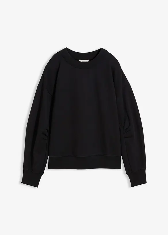 Sweat-shirt en coton &agrave; large col c&ocirc;tel&eacute;, bonprix