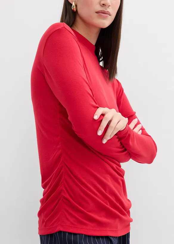 T-shirt côtelé à fronces, bonprix