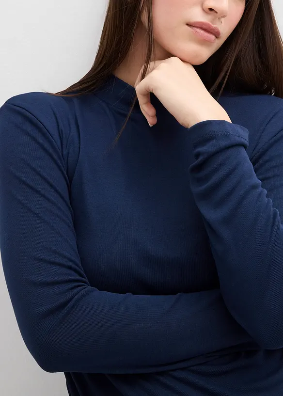 T-shirt côtelé à fronces, bonprix