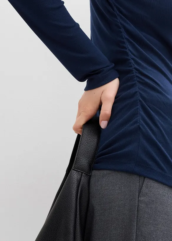 T-shirt côtelé à fronces, bonprix