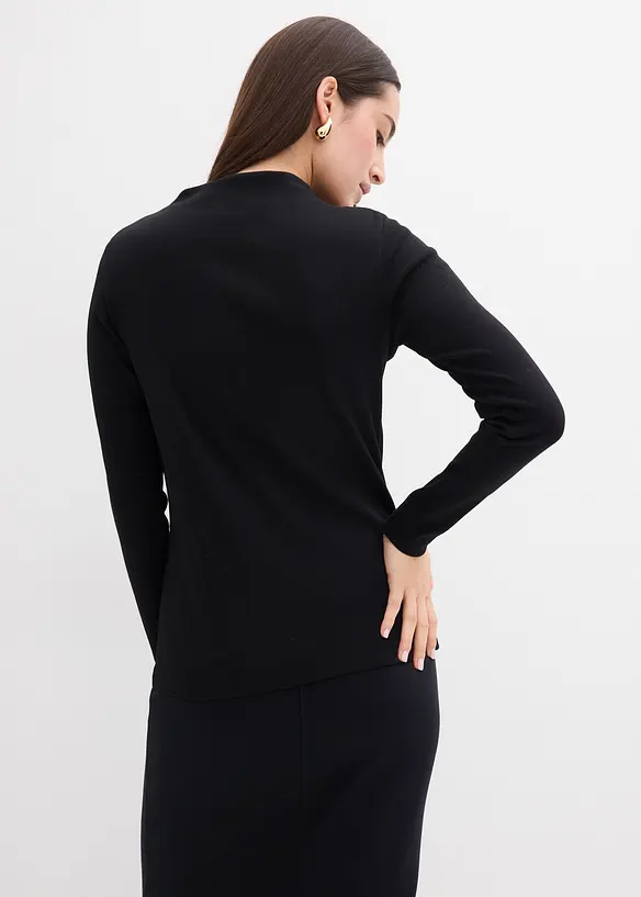 T-shirt manches longues en matière côtelée, bonprix