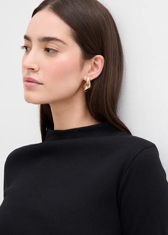 T-shirt manches longues en matière côtelée, bonprix