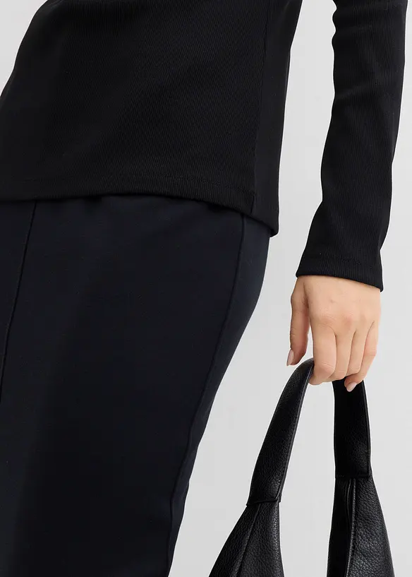 T-shirt manches longues en matière côtelée, bonprix