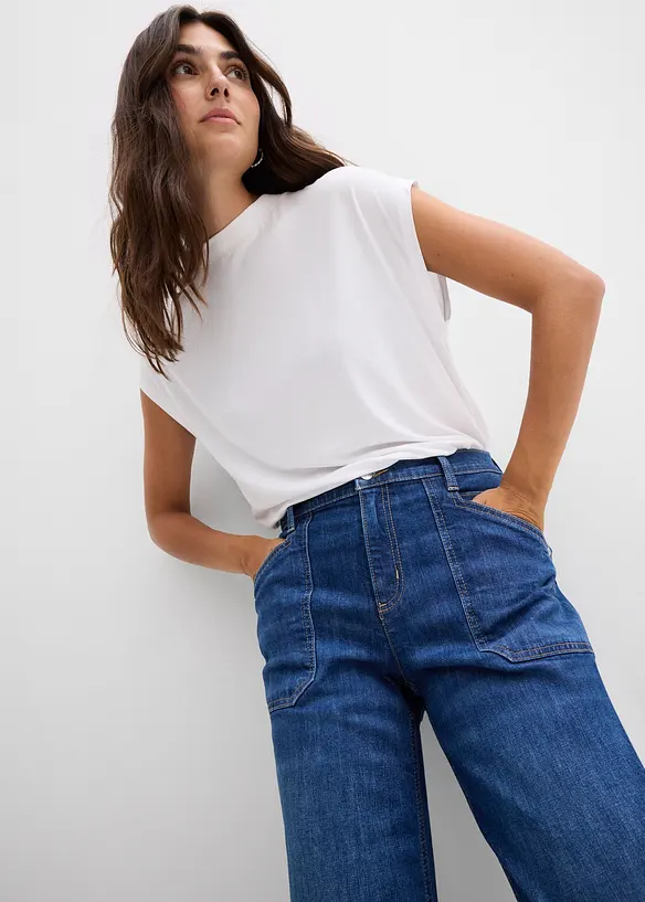 Jean large taille mi-haute avec poches plaquées, bonprix