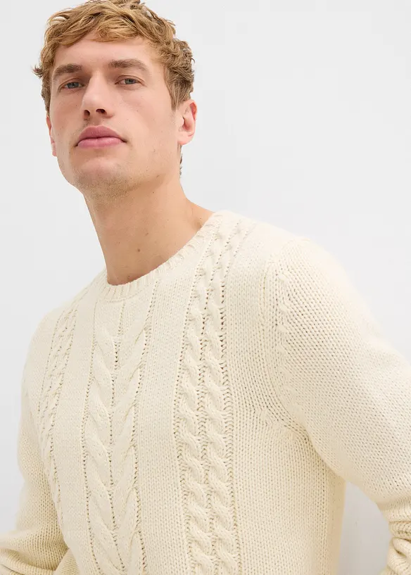 Pull en grosse maille à motif torsadé, bonprix