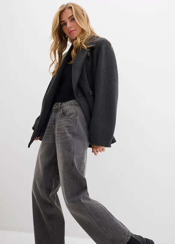 Jean barrel taille mi-haute, bonprix