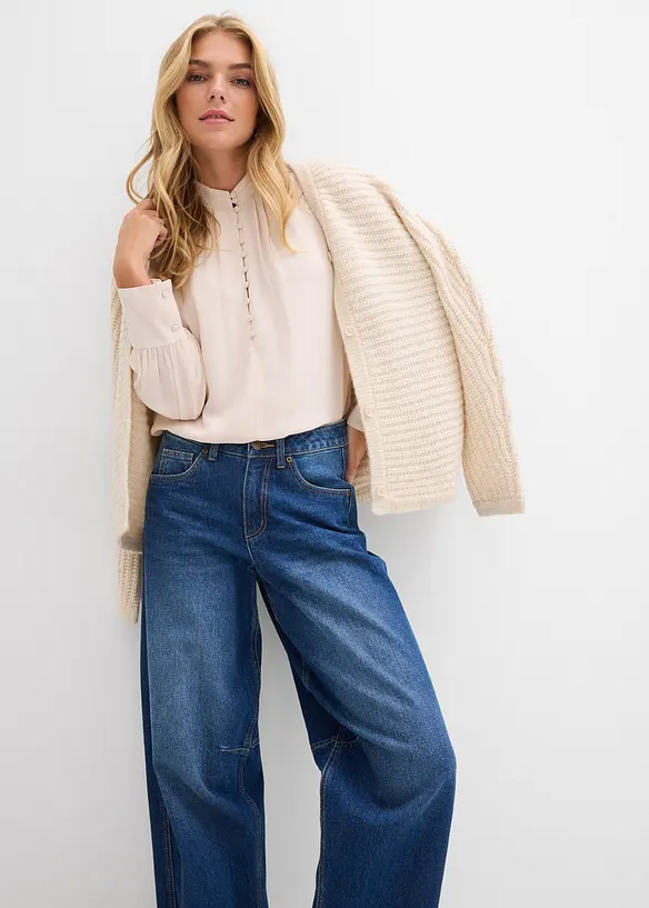 Jean barrel taille mi-haute, bonprix