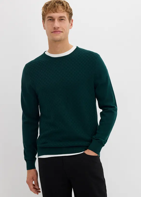 Pull en fine maille avec laine m&eacute;rinos, bonprix