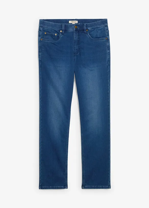 Jean classique en molleton effet denim à taille élastiquée, droit, bonprix