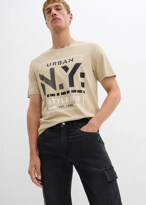 Jean cargo Regular à taille élastiquée, droit, bonprix