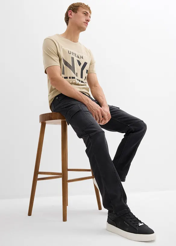 Jean cargo Regular à taille élastiquée, droit, bonprix