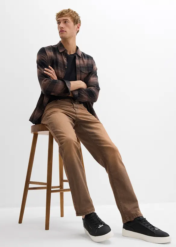 Jean extensible classique à taille élastiquée, toile légère avec délavage vintage, bonprix