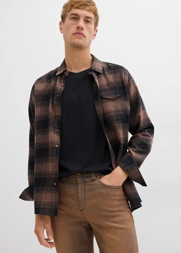 Jean extensible classique à taille élastiquée, toile légère avec délavage vintage, bonprix