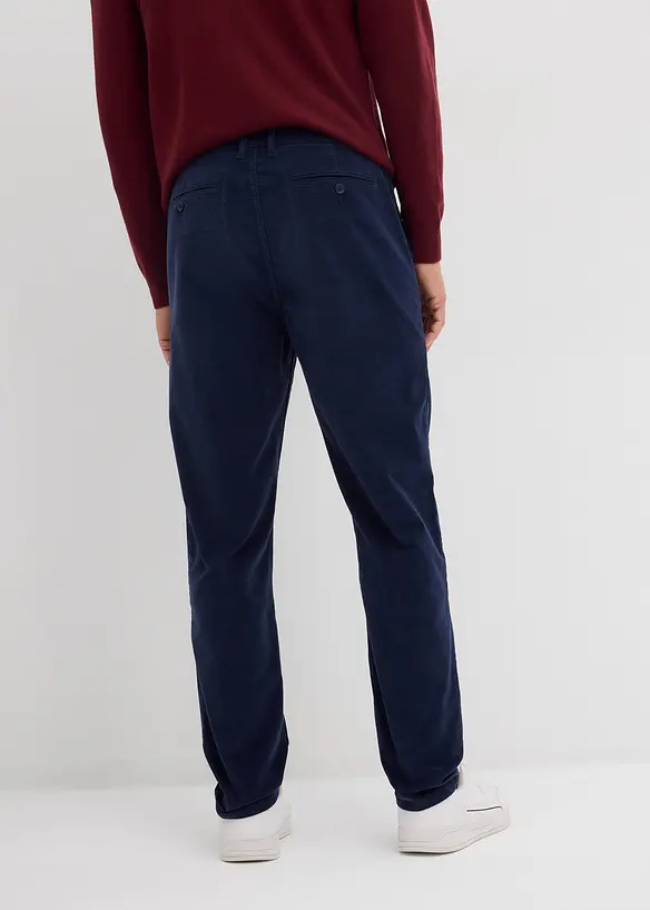 Pantalon regular en velours côtelé de coton extensible, fuselé, bonprix
