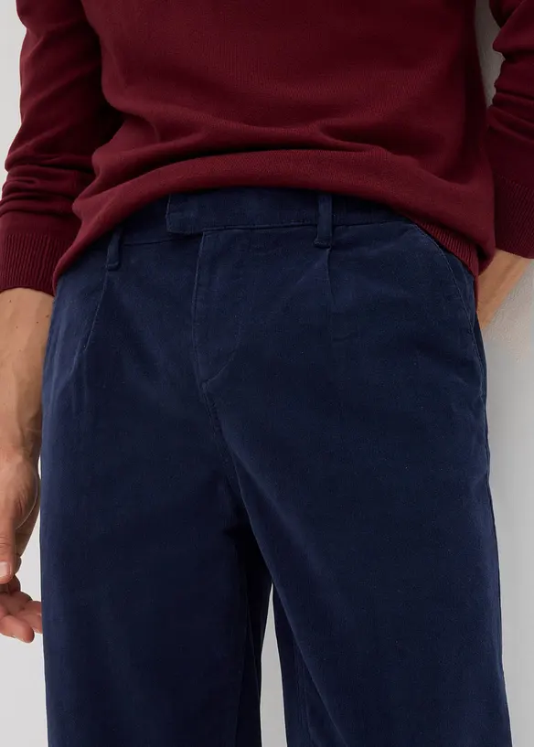 Pantalon regular en velours côtelé de coton extensible, fuselé, bonprix